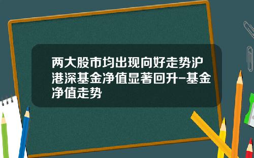 两大股市均出现向好走势沪港深基金净值显著回升-基金净值走势