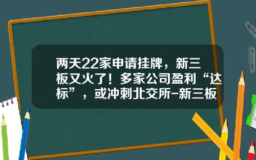 两天22家申请挂牌，新三板又火了！多家公司盈利“达标”，或冲刺北交所-新三板挂牌公司数量