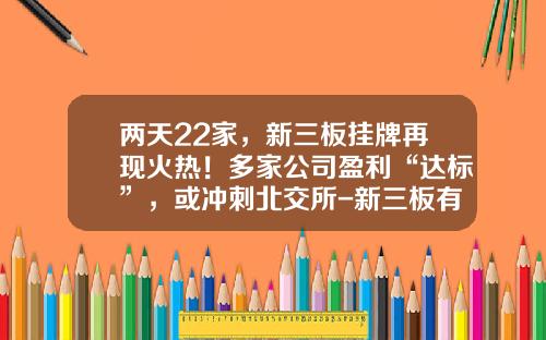 两天22家，新三板挂牌再现火热！多家公司盈利“达标”，或冲刺北交所-新三板有多少人