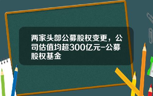 两家头部公募股权变更，公司估值均超300亿元-公募股权基金