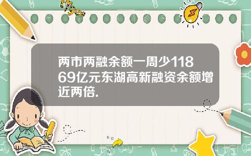 两市两融余额一周少11869亿元东湖高新融资余额增近两倍.