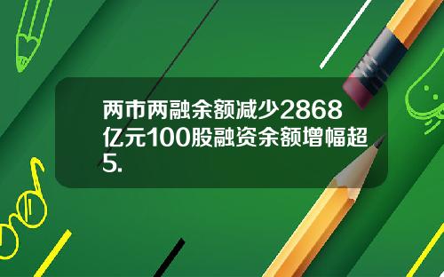 两市两融余额减少2868亿元100股融资余额增幅超5.