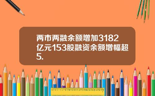 两市两融余额增加3182亿元153股融资余额增幅超5.