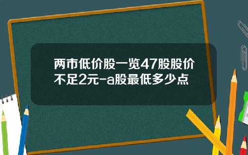 两市低价股一览47股股价不足2元-a股最低多少点