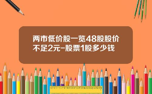 两市低价股一览48股股价不足2元-股票1股多少钱