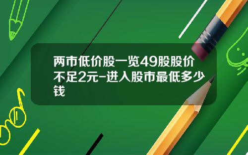 两市低价股一览49股股价不足2元-进入股市最低多少钱