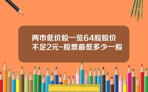 两市低价股一览64股股价不足2元-股票最低多少一股