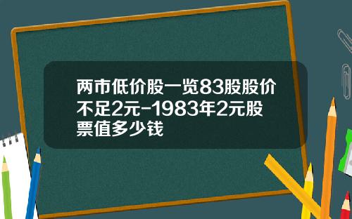 两市低价股一览83股股价不足2元-1983年2元股票值多少钱