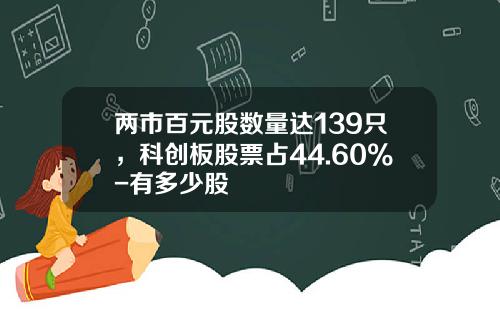 两市百元股数量达139只，科创板股票占44.60%-有多少股