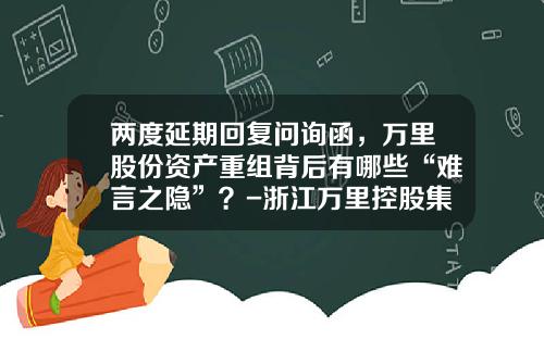 两度延期回复问询函，万里股份资产重组背后有哪些“难言之隐”？-浙江万里控股集团股份有限公司