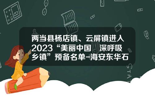 两当县杨店镇、云屏镇进入2023“美丽中国•深呼吸乡镇”预备名单-海安东华石油化工有限公司