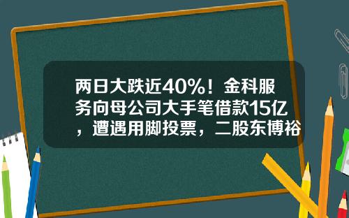 两日大跌近40%！金科服务向母公司大手笔借款15亿，遭遇用脚投票，二股东博裕资本损失23亿-贷款贷款给母公司