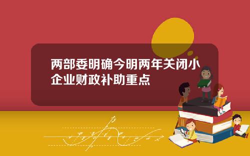 两部委明确今明两年关闭小企业财政补助重点
