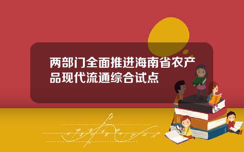 两部门全面推进海南省农产品现代流通综合试点