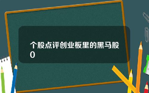 个股点评创业板里的黑马股0