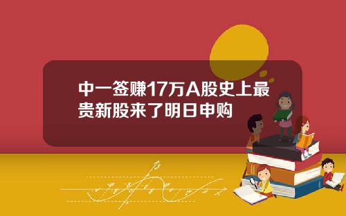 中一签赚17万A股史上最贵新股来了明日申购