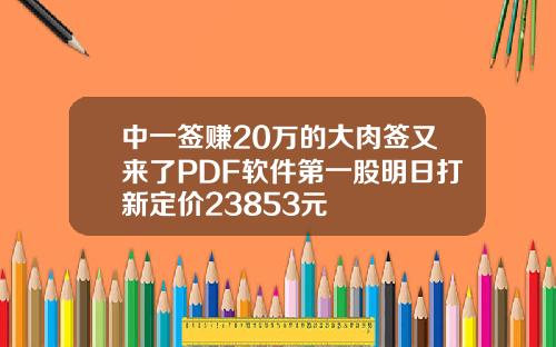 中一签赚20万的大肉签又来了PDF软件第一股明日打新定价23853元