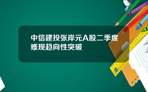 中信建投张岸元A股二季度难现趋向性突破