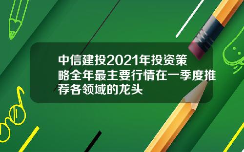 中信建投2021年投资策略全年最主要行情在一季度推荐各领域的龙头