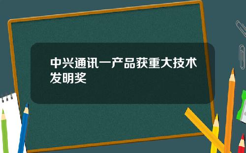 中兴通讯一产品获重大技术发明奖
