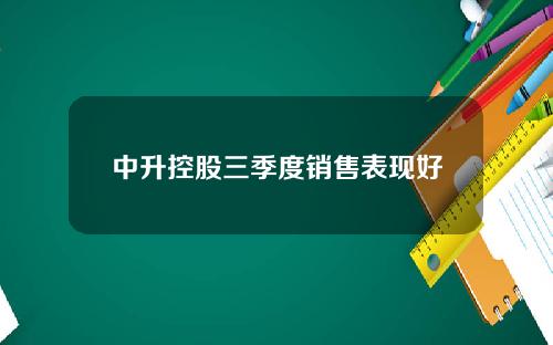 中升控股三季度销售表现好