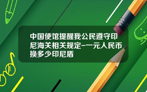中国使馆提醒我公民遵守印尼海关相关规定-一元人民币换多少印尼盾
