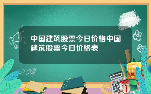 中国建筑股票今日价格中国建筑股票今日价格表