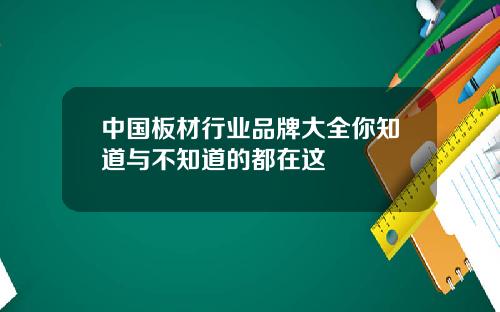 中国板材行业品牌大全你知道与不知道的都在这