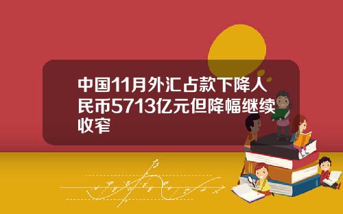 中国11月外汇占款下降人民币5713亿元但降幅继续收窄