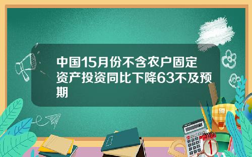 中国15月份不含农户固定资产投资同比下降63不及预期