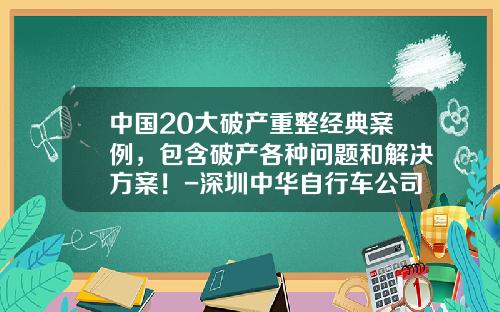 中国20大破产重整经典案例，包含破产各种问题和解决方案！-深圳中华自行车公司拍卖