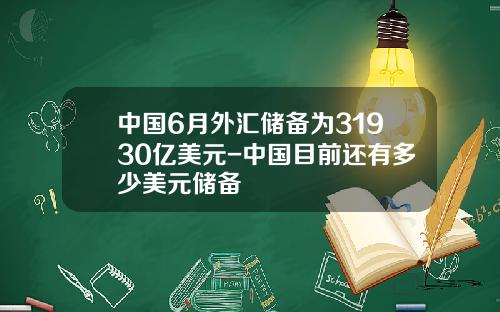 中国6月外汇储备为31930亿美元-中国目前还有多少美元储备