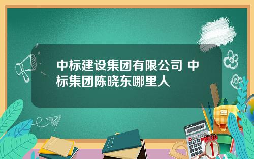 中标建设集团有限公司 中标集团陈晓东哪里人