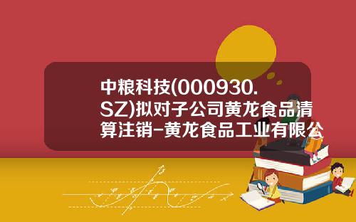 中粮科技(000930.SZ)拟对子公司黄龙食品清算注销-黄龙食品工业有限公司招标