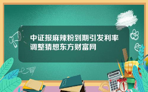 中证报麻辣粉到期引发利率调整猜想东方财富网