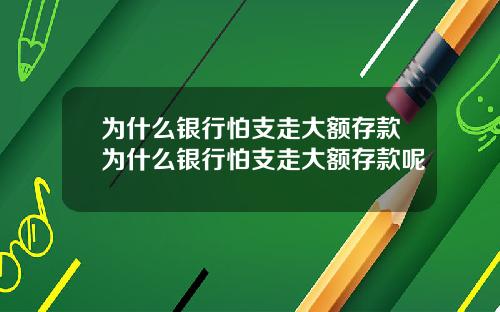 为什么银行怕支走大额存款为什么银行怕支走大额存款呢