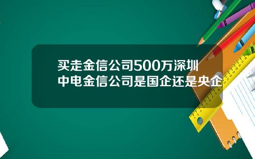 买走金信公司500万深圳中电金信公司是国企还是央企