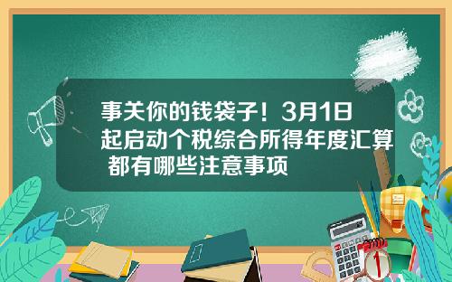 事关你的钱袋子！3月1日起启动个税综合所得年度汇算 都有哪些注意事项
