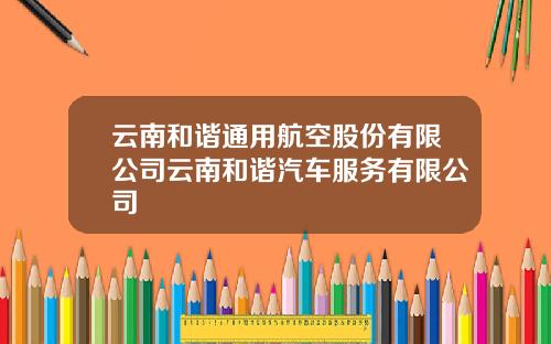 云南和谐通用航空股份有限公司云南和谐汽车服务有限公司