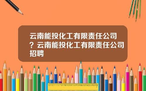 云南能投化工有限责任公司？云南能投化工有限责任公司招聘