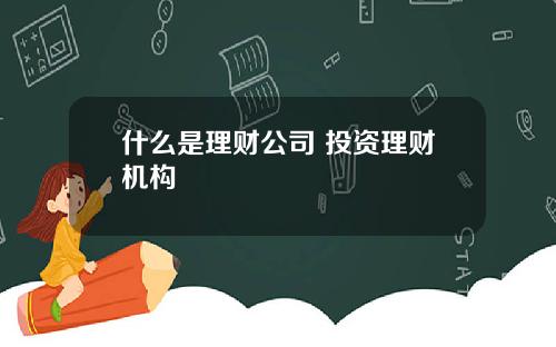 什么是理财公司 投资理财机构