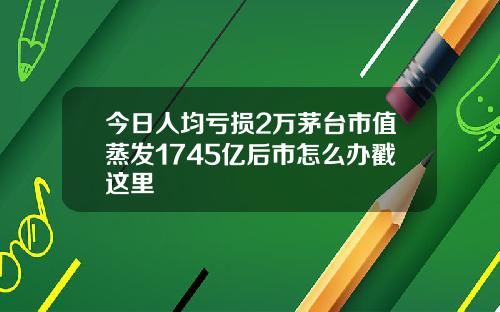 今日人均亏损2万茅台市值蒸发1745亿后市怎么办戳这里
