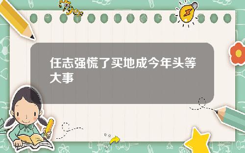 任志强慌了买地成今年头等大事