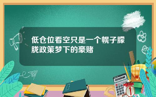 低仓位看空只是一个幌子朦胧政策梦下的豪赌