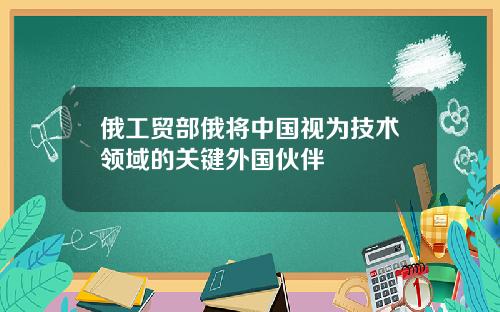 俄工贸部俄将中国视为技术领域的关键外国伙伴