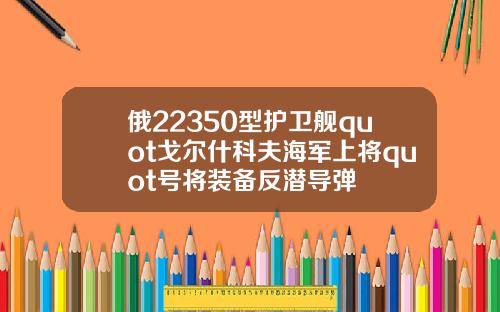 俄22350型护卫舰quot戈尔什科夫海军上将quot号将装备反潜导弹