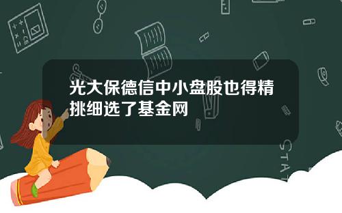 光大保德信中小盘股也得精挑细选了基金网
