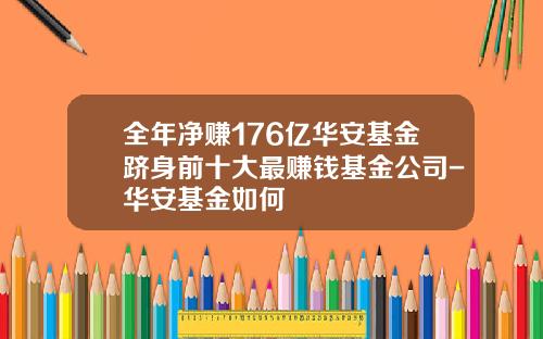 全年净赚176亿华安基金跻身前十大最赚钱基金公司-华安基金如何
