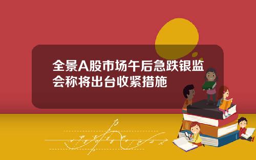 全景A股市场午后急跌银监会称将出台收紧措施