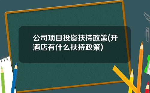 公司项目投资扶持政策(开酒店有什么扶持政策)